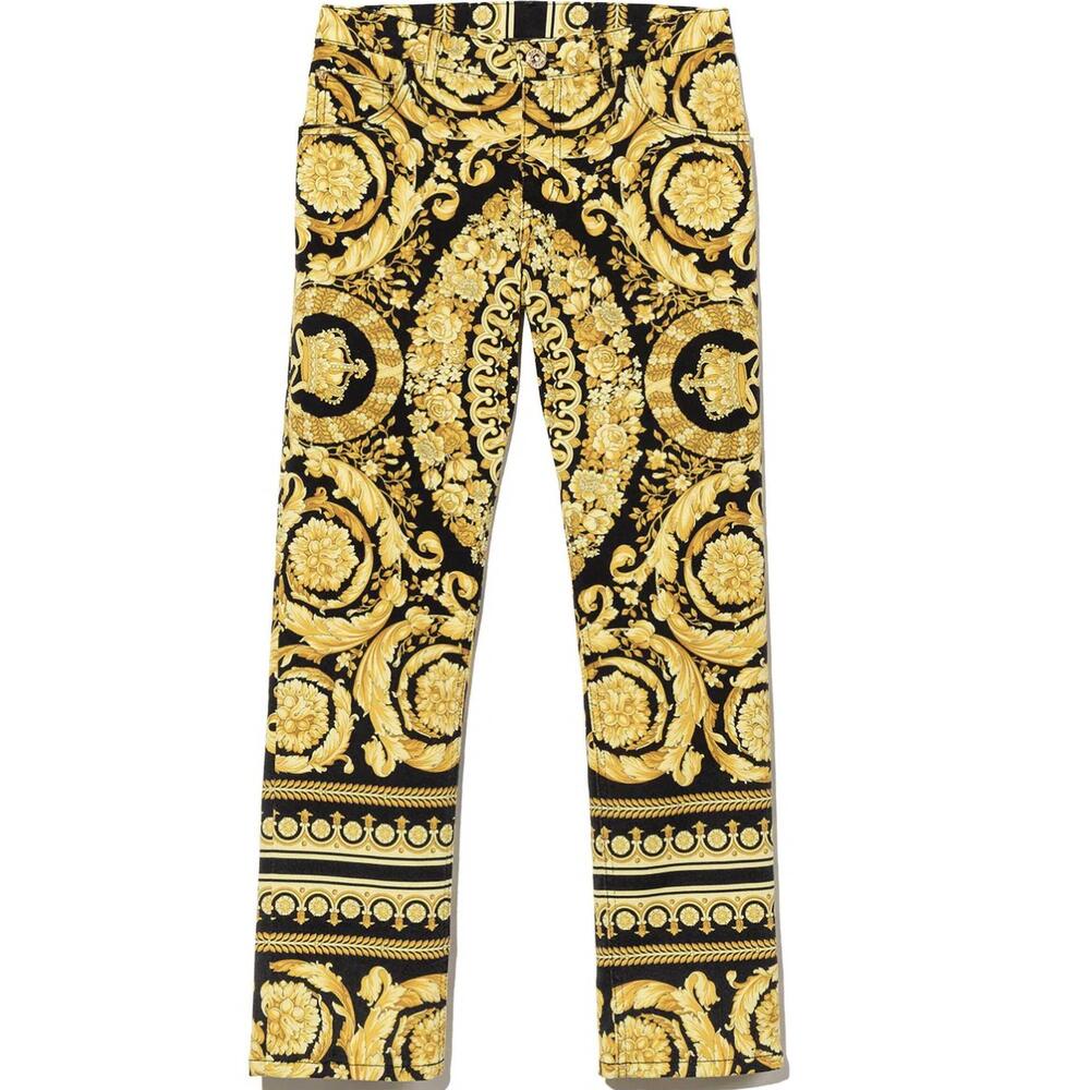 NEW VERSACE kid's barocco jeans in black & gold